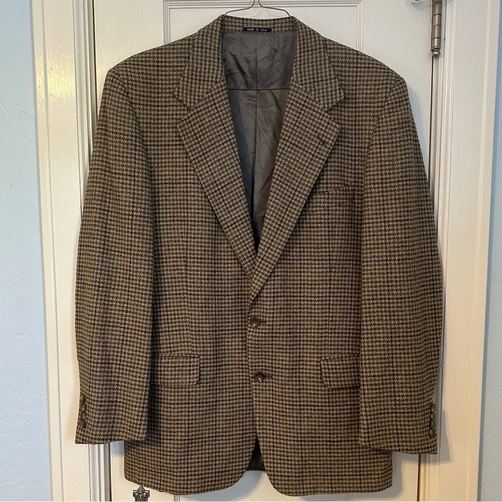 Joesph Abboud Blazer Tan Gray Houndstooth Heritage Sz 41L